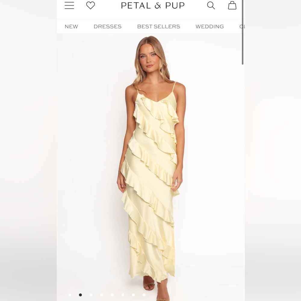 ciao ruffles maxi yellow dress - petal & pup size medium